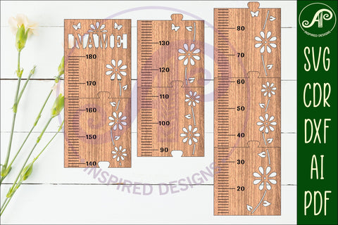Vine flower kids height chart personalized in metric measurements SVG SVG APInspireddesigns 