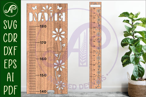 Vine flower kids height chart personalized in metric measurements SVG SVG APInspireddesigns 