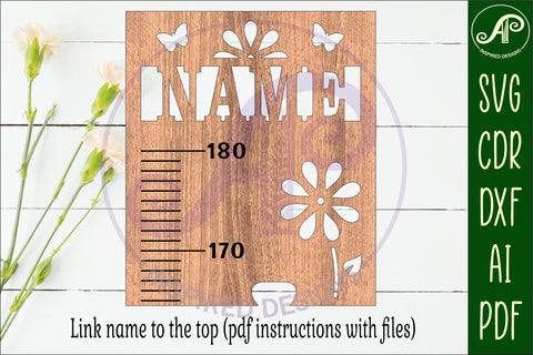 Vine flower kids height chart personalized in metric measurements SVG SVG APInspireddesigns 