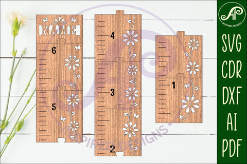 Vine flower personalized kids height chart in imperial SVG APInspireddesigns 