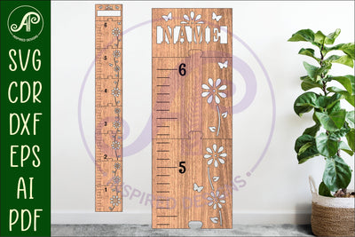 Vine flower personalized kids height chart in imperial SVG APInspireddesigns 
