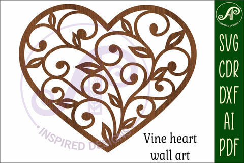 Vine heart wall art sign, SVG file. vector SVG APInspireddesigns 