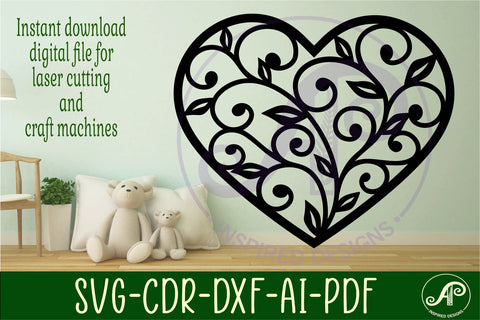 Vine heart wall art sign, SVG file. vector SVG APInspireddesigns 