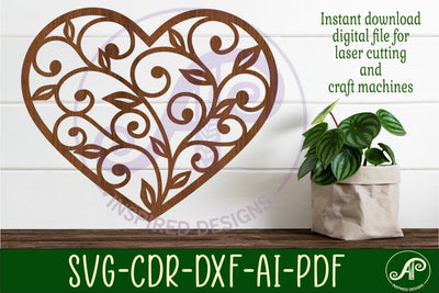 Vine heart wall art sign, SVG file. vector SVG APInspireddesigns 