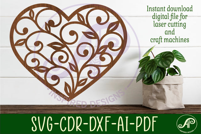 Vine heart wall art sign, SVG file. vector SVG APInspireddesigns 