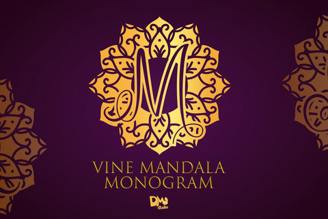 Vine Mandala Monogram Font Dm Letter Studio 