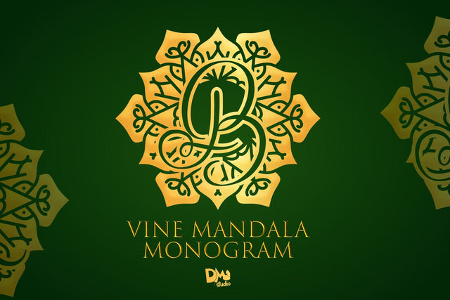 Vine Mandala Monogram Font Dm Letter Studio 