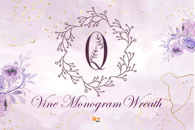 Vine Monogram Wreath Font Dm Letter Studio 