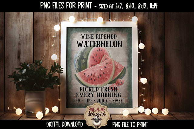 Vine Ripened Watermelon Sublimation Design | Vintage PNG Sublimation Ewe-N-Me Designs 