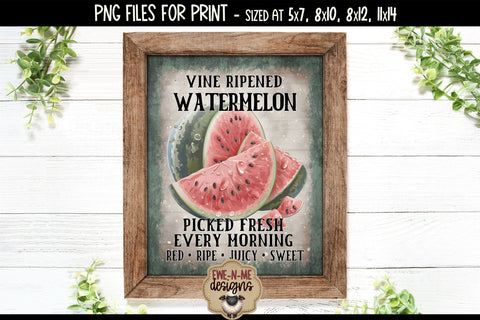 Vine Ripened Watermelon Sublimation Design | Vintage PNG Sublimation Ewe-N-Me Designs 