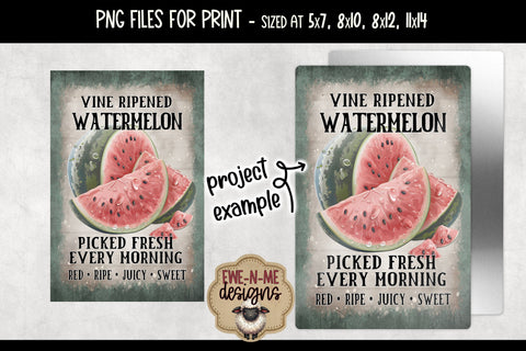 Vine Ripened Watermelon Sublimation Design | Vintage PNG Sublimation Ewe-N-Me Designs 