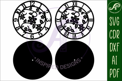 Vines floral clock laser cut files, SVG file SVG APInspireddesigns 