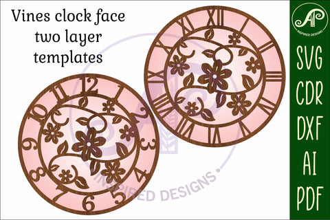 Vines floral clock laser cut files, SVG file SVG APInspireddesigns 