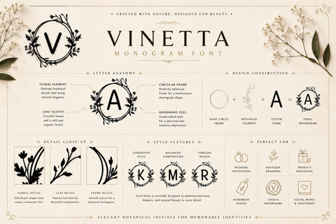 Vinetta Monogram Font LetterdayStudio 