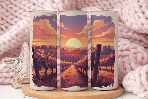 Vineyard Sunset 20oz Tumbler Wrap Sublimation DesignSVG 