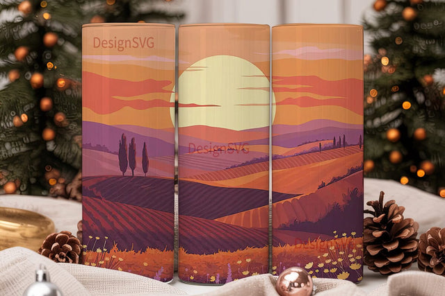 Vineyard Sunset 20oz Tumbler Wrap Sublimation DesignSVG 