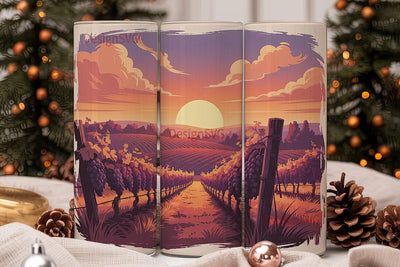 Vineyard Sunset 20oz Tumbler Wrap Sublimation DesignSVG 