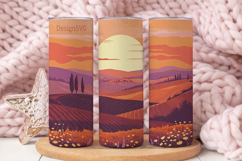 Vineyard Sunset 20oz Tumbler Wrap Sublimation DesignSVG 
