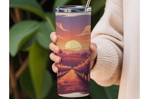 Vineyard Sunset 20oz Tumbler Wrap Sublimation DesignSVG 