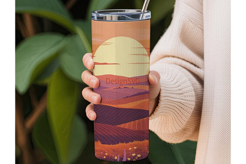 Vineyard Sunset 20oz Tumbler Wrap Sublimation DesignSVG 
