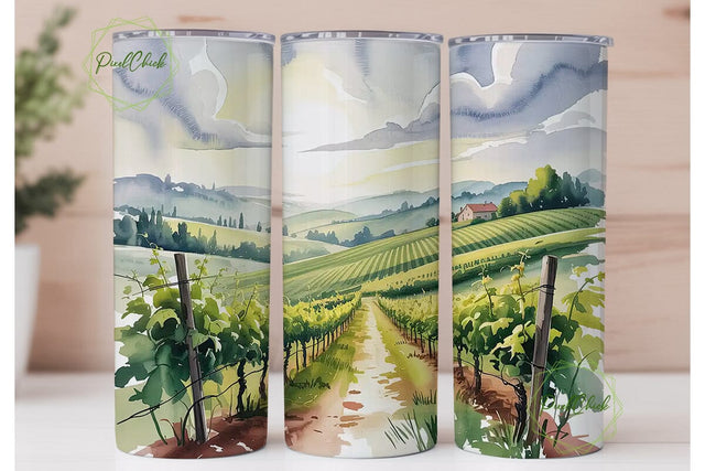 Vineyard Vista 20oz Tumbler Wrap Sublimation PixelChick 