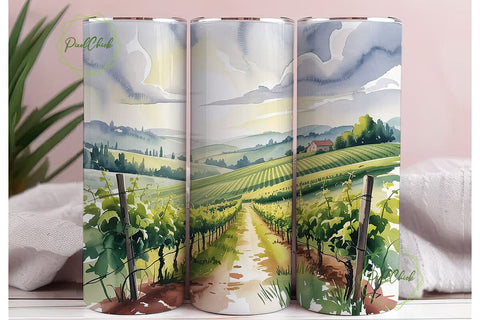 Vineyard Vista 20oz Tumbler Wrap Sublimation PixelChick 
