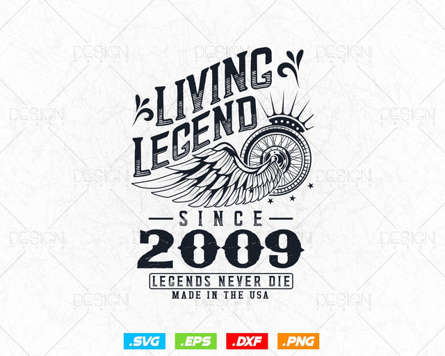 Vintage 15th Birthday Svg Png, Original Parts svg, Living Legend 2009, Legends Never Die, Aged To Perfection, Birthday T shirt Gifts for Boy SVG DesignDestine 