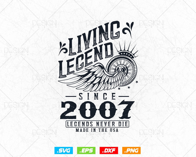 Vintage 17th Birthday Svg Png, Original Parts svg, Living Legend 2007, Legends Never Die, Aged To Perfection, Birthday T shirt Gifts for Boy SVG DesignDestine 