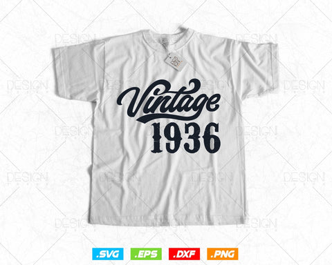 Vintage 1936 Birthday Svg Png, 88th Birthday Svg, Vintage 1936 Shirt, Birthday Gifts For Dad, Birthday Gifts, Svg Files For Cricut SVG DesignDestine 