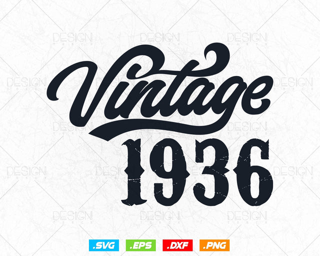 Vintage 1936 Birthday Svg Png, 88th Birthday Svg, Vintage 1936 Shirt, Birthday Gifts For Dad, Birthday Gifts, Svg Files For Cricut SVG DesignDestine 