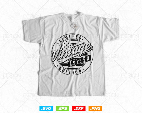 Vintage 1940 Flag Stamp 84th Birthday Svg Png, Birthday 84th Years Old T-Shirt, Limited Edition Svg, Birthday gift svg files for cricut Svg SVG DesignDestine 
