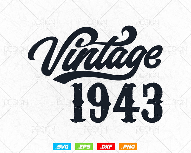 Vintage 1943 Birthday Svg Png, 81st Birthday Svg, Vintage 1943 Shirt, Birthday Gifts For Dad, Birthday Gifts, Svg Files For Cricut SVG DesignDestine 