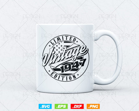Vintage 1947 Flag Stamp 77th Birthday Svg Png, Birthday 77th Years Old T-Shirt, Limited Edition Svg, Birthday gift svg files for cricut Svg SVG DesignDestine 