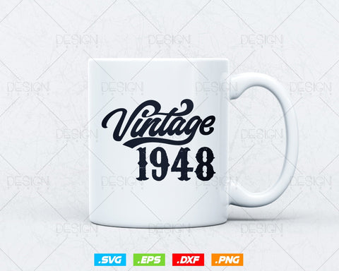 Vintage 1948 Birthday Svg Png, 76th Birthday Svg, Vintage 1948 Shirt, Birthday Gifts For Dad, Birthday Gifts, Svg Files For Cricut SVG DesignDestine 