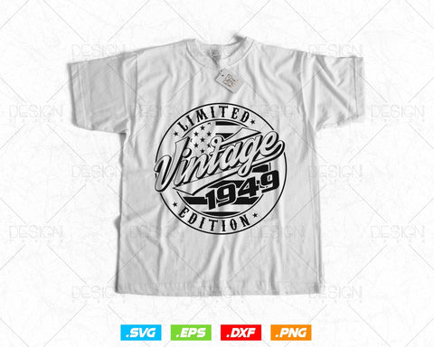 Vintage 1949 Flag Stamp 75th Birthday Svg Png, Birthday 75th Years Old T-Shirt, Limited Edition Svg, Birthday gift svg files for cricut Svg SVG DesignDestine 