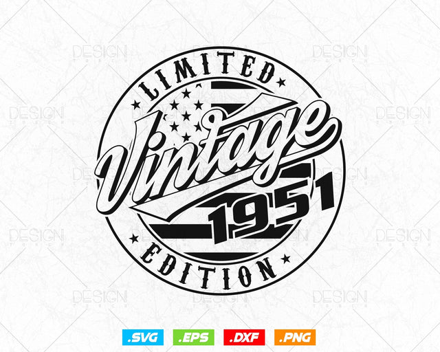 Vintage 1951 Flag Stamp 73rd Birthday Svg Png, Birthday 73rd Years Old T-Shirt, Limited Edition Svg, Birthday gift svg files for cricut Svg SVG DesignDestine 