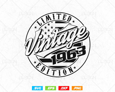 Vintage 1963 Flag Stamp 61st Birthday Svg Png, Birthday 61st Years Old T-Shirt, Limited Edition Svg, Birthday gift svg files for cricut Svg SVG DesignDestine 