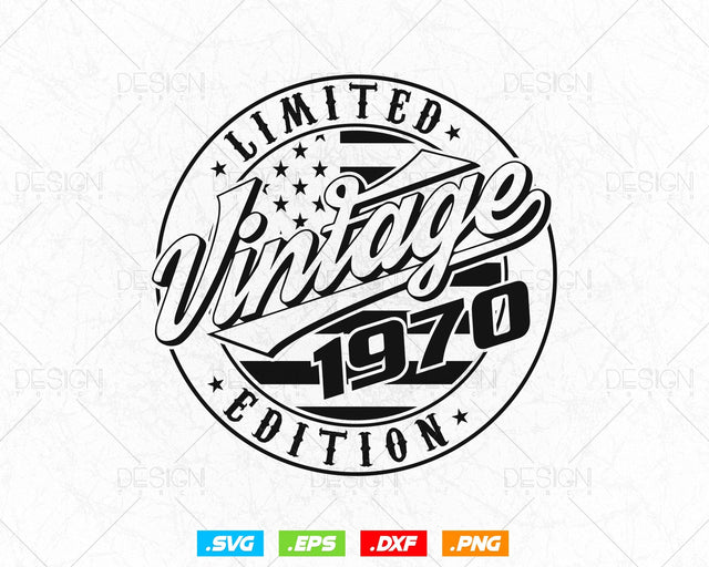 Vintage 1970 Flag Stamp 54th Birthday Svg Png, Birthday 54th Years Old T-Shirt, Limited Edition Svg, Birthday gift svg files for cricut Svg SVG DesignDestine 
