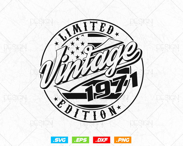 Vintage 1971 Flag Stamp 53rd Birthday Svg Png, Birthday 53rd Years Old T-Shirt, Limited Edition Svg, Birthday gift svg files for cricut Svg SVG DesignDestine 