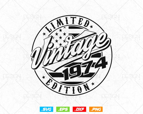 Vintage 1974 Flag Stamp 50th Birthday Svg Png, Birthday 50th Years Old T-Shirt, Limited Edition Svg, Birthday gift svg files for cricut Svg SVG DesignDestine 