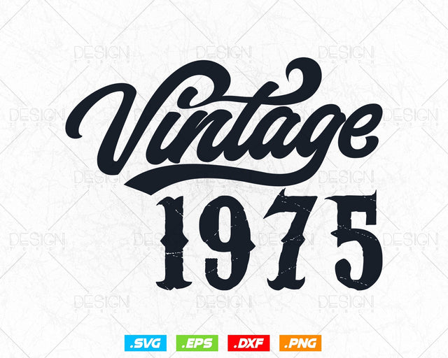 Vintage 1975 Birthday Svg Png, 49th Birthday Svg, Vintage 1975 Shirt, Birthday Gifts For Men, Birthday Gifts, Svg Files For Cricut SVG DesignDestine 
