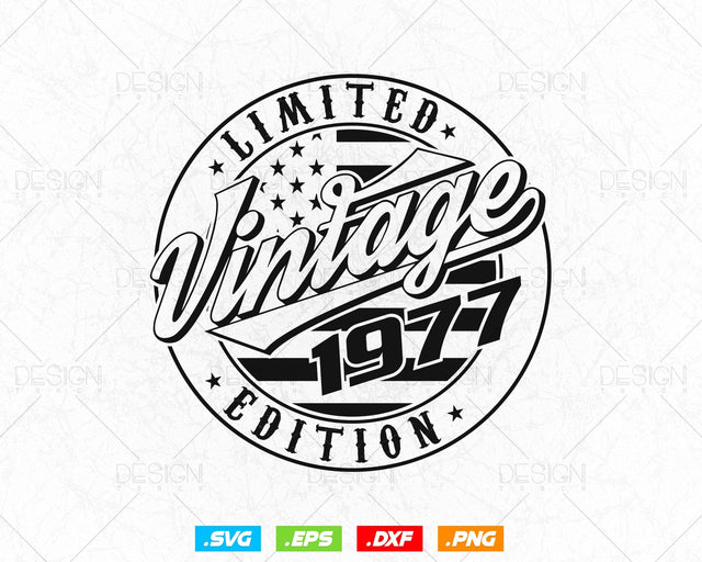 Vintage 1977 Flag Stamp 47th Birthday Svg Png, Birthday 47th Years Old T-Shirt, Limited Edition Svg, Birthday gift svg files for cricut Svg SVG DesignDestine 