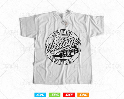 Vintage 1978 Flag Stamp 46th Birthday Svg Png, Birthday 46th Years Old T-Shirt, Limited Edition Svg, Birthday gift svg files for cricut Svg SVG DesignDestine 