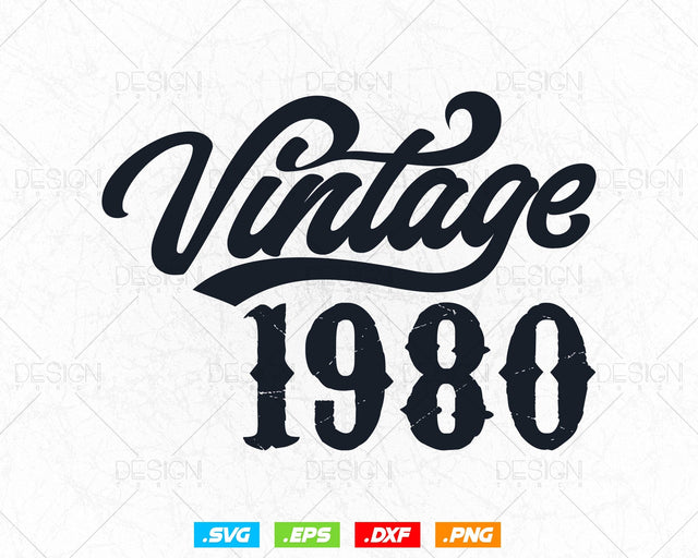 Vintage 1980 Birthday Svg Png, 44th Birthday Svg, Vintage 1980 Shirt, Birthday Gifts For Men, Birthday Gifts, Svg Files For Cricut SVG DesignDestine 