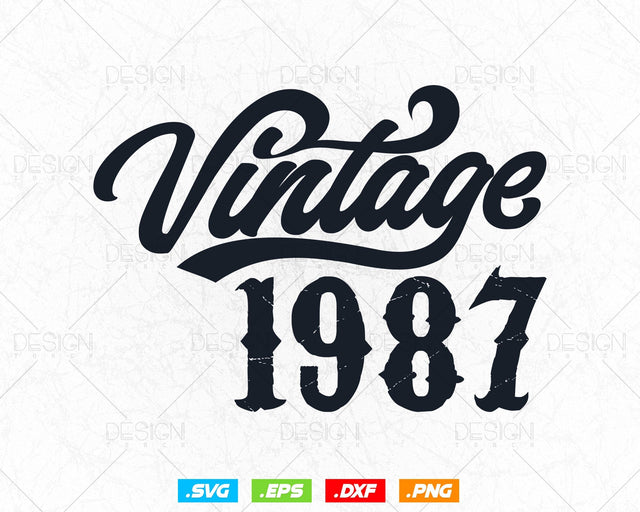 Vintage 1987 Birthday Svg Png, 37th Birthday Svg, Vintage 1987 Shirt, Birthday Gifts For Men, Birthday Gifts, Svg Files For Cricut SVG DesignDestine 