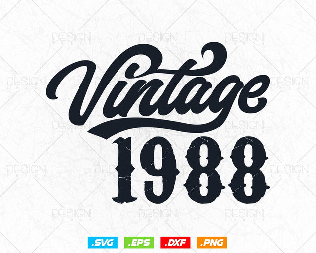 Vintage 1988 Birthday Svg Png, 36th Birthday Svg, Vintage 1988 Shirt, Birthday Gifts For Men, Birthday Gifts, Svg Files For Cricut SVG DesignDestine 