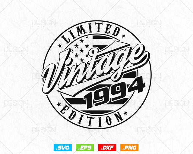 Vintage 1994 Flag Stamp 30th Birthday Svg Png, Birthday 30th Year Old T-Shirt, Limited Edition Svg, Birthday gift svg files for cricut Svg SVG DesignDestine 