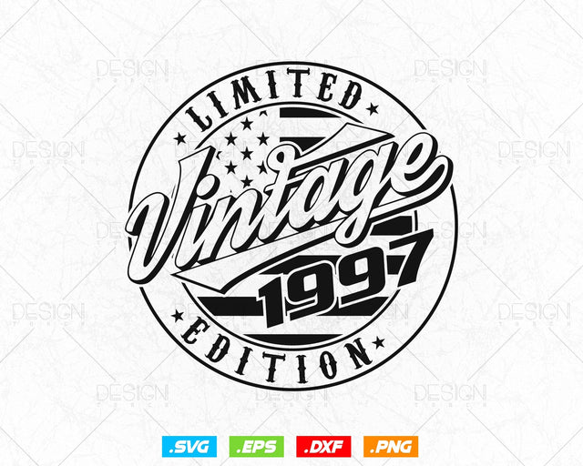 Vintage 1997 Flag Stamp 27th Birthday Svg Png, Birthday 27th Year Old T-Shirt, Limited Edition Svg, Birthday gift svg files for cricut Svg SVG DesignDestine 