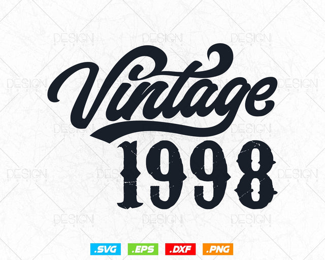 Vintage 1998 Birthday Svg Png, 26th Birthday Svg, Vintage 1998 Shirt, Birthday Gifts For Boy, Birthday Gifts, Svg Files For Cricut SVG DesignDestine 