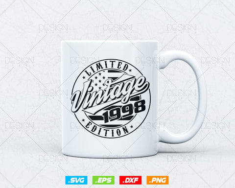 Vintage 1998 Flag Stamp 26th Birthday Svg Png, Birthday 26th Year Old T-Shirt, Limited Edition Svg, Birthday gift svg files for cricut Svg SVG DesignDestine 